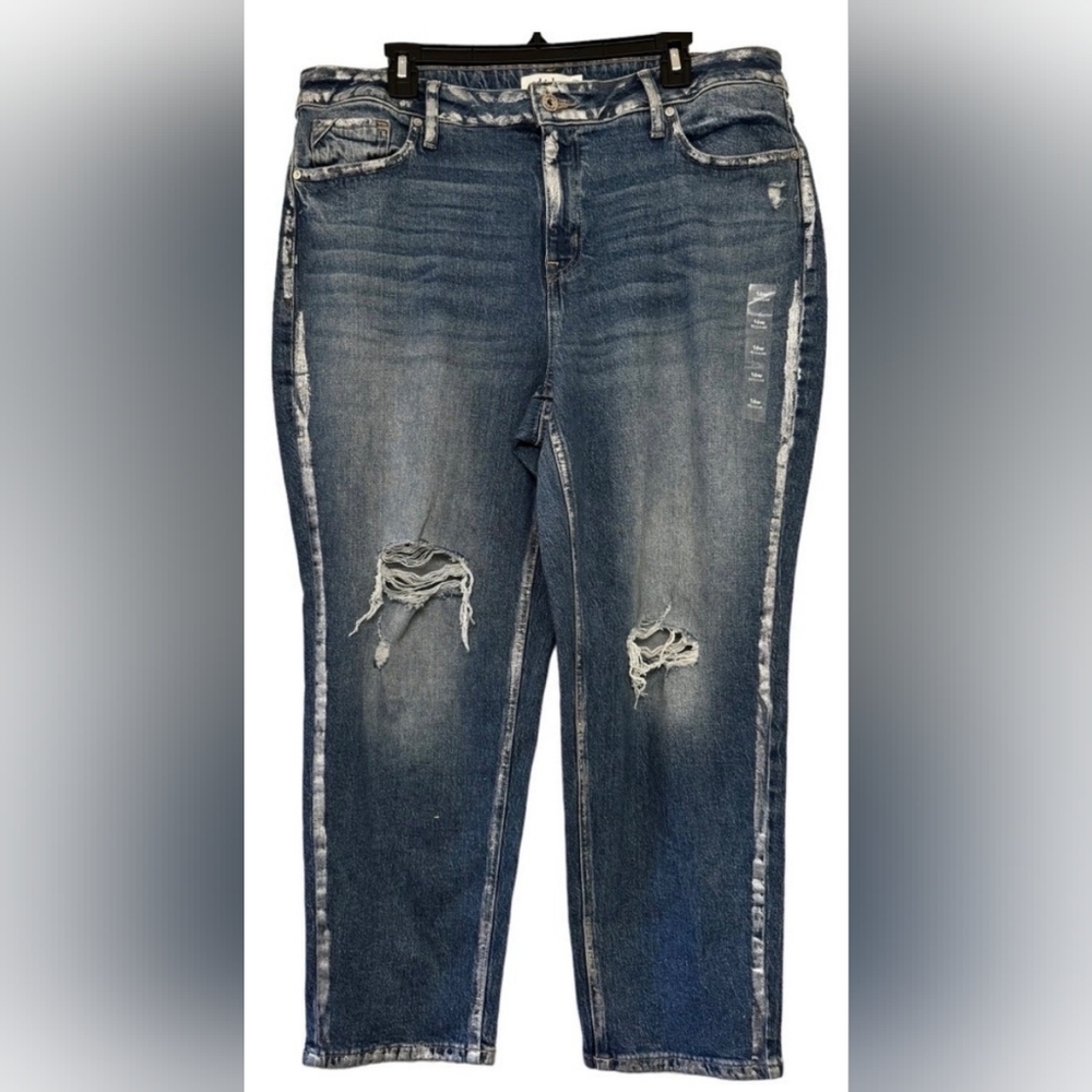 Edgely Cool Painted & Distressed Blue Straight Leg Jeans, Sz 6! 🍁